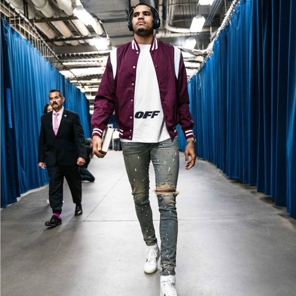 Golden Bear Leather-Paneled Poplin Bomber Jacket - Picture 6 of 6